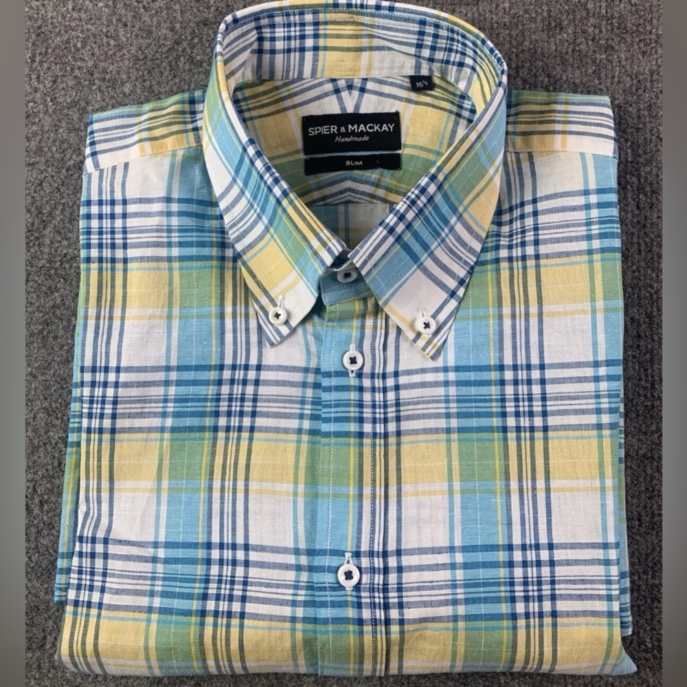 Spier & Mackay Handmade Slim Mens 100% Cotton L/S Button Down Shirt Size 16.5